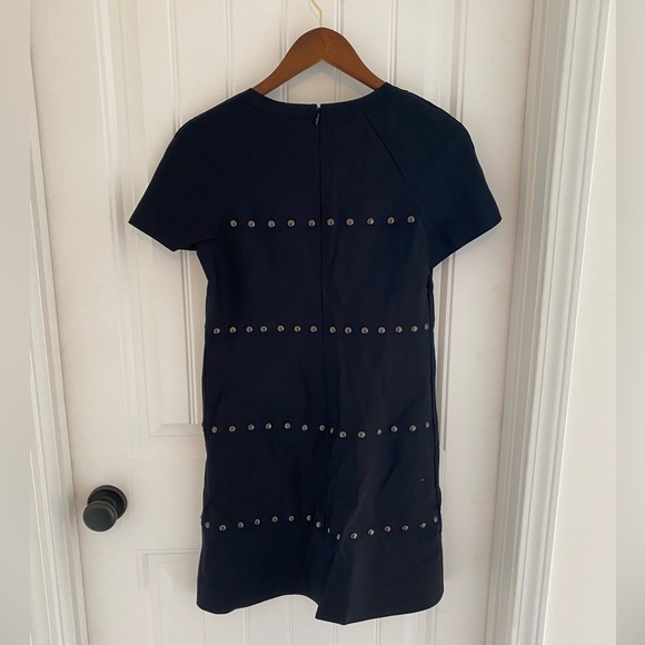 TORY BURCH - Waterbury Short-Sleeve Crew Neck Studded Black Mini Dress - Picture 3 of 4